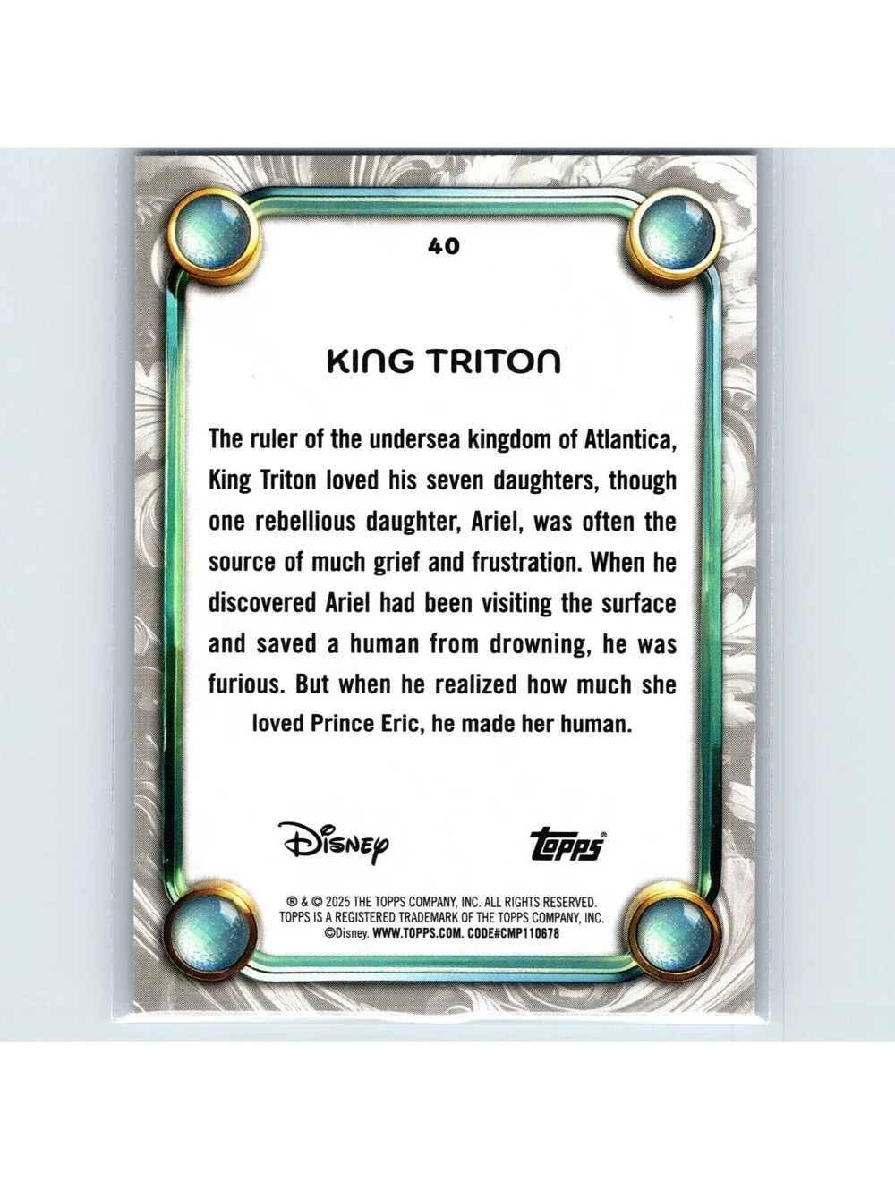 2025 Topps Disney Wonder - King Triton #40 - Purple Foil #'d /99